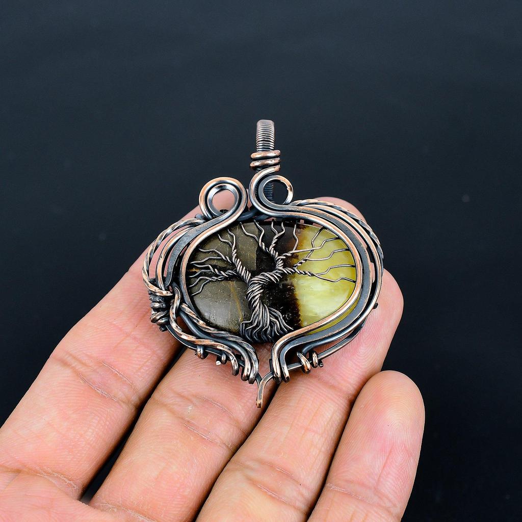 Septarian 999 Copper Wire Wrapped Pendant, Handmade Gemstone Tree Of Life Pendant Jewelry, Gifts For Wife Brand New Pendant