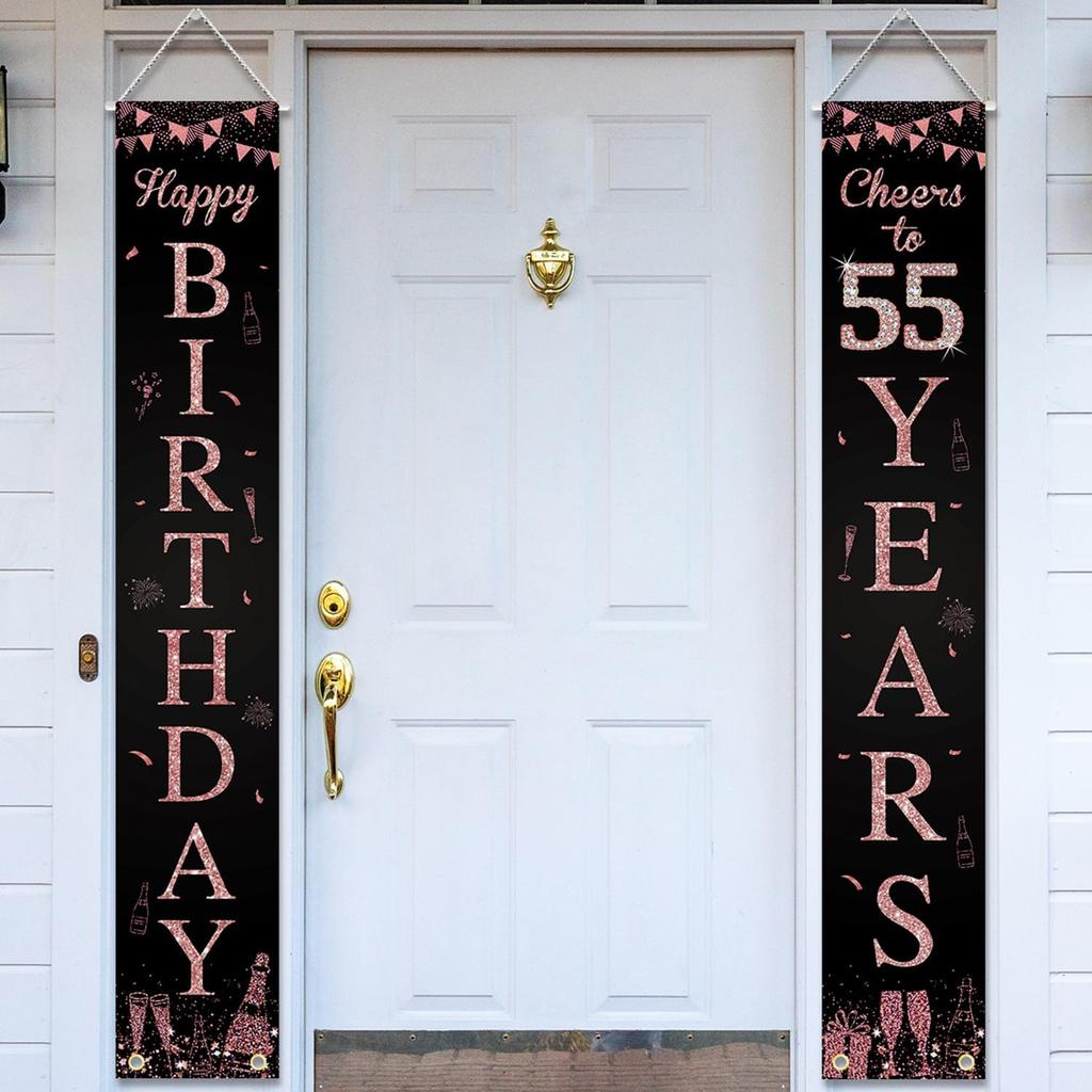 Happy 40th Birthday Door Banner Porch Sign Rose Gold, Cheers to 40 Years Birthday Party Decorations Supplies for Women