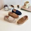 Autumn Children Loafers Leisure Minimalist Slip-on Neutral Boys Girls Leather Shoes Pure Color Stylish Anti-skid Kids Flat Shoe