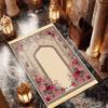 VIKAMA Beige Rose Retro Palace Prayer Rug Worship Mat Yellow Tassel Islamic Prayer Carpet for Home Bedroom Living Room
