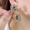 Elegant 2023 Gray Rhinestone Stud Earrings: Trendy High-End Fashion Jewelry for Women