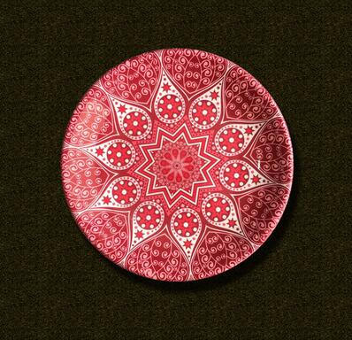 Ceramic Bohemian Style Decorative Plate Living Room Desk Sitting Plate Home Hotel Background Wall Hanging Art Plate