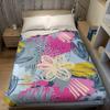 Abstract Floral Doodles Flannel Blanket Warm Soft Halloween Christmas Couch Warm Cozy Decorative Decor Gift For All Season