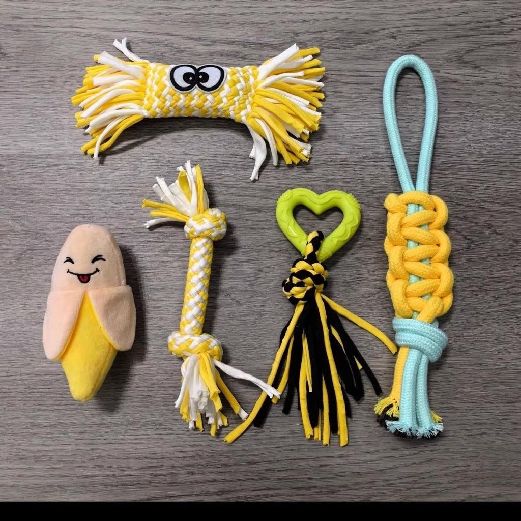 New Dog Cotton Rope Toy Set Squeaky Chew Toys for Small Dogs Puppies Teeth Cleaning Play Knot Toys for Indoor Toys for Puppies