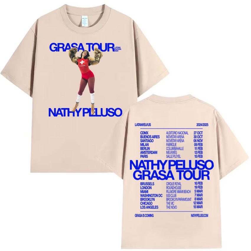 Nathy Peluso Grasa Tour Album Graphics T Shirt Fashion High Quality Tshirt Mens Women Cotton Summer Tee Shirt Streetwear Unisex