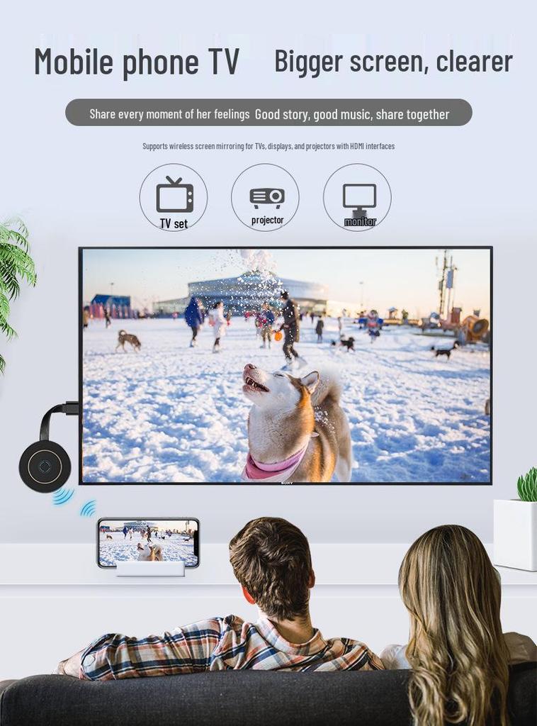 Wireless HDMI Screen Mirroring Device for Phone to TV/Computer Monitor