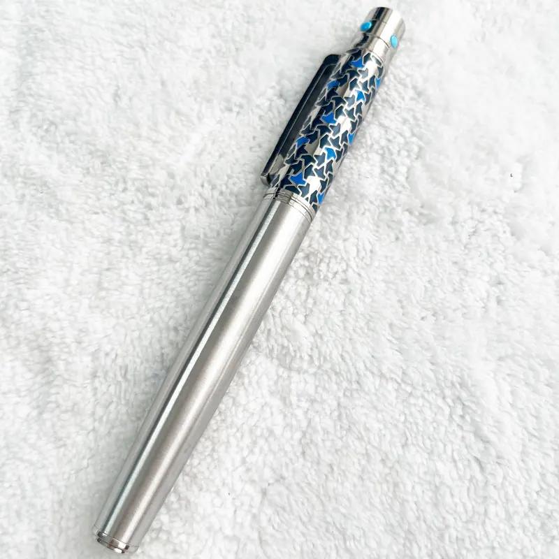 Rollerball Ballpoint Pen Blue Carving With Serial Number Writing Smooth Stationery