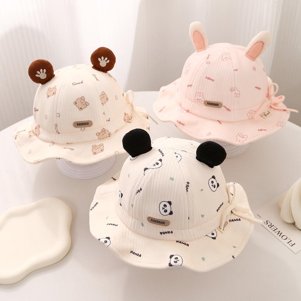 Baby Cartoon Windproof Bucket Hat Autumn Winter Warm Sun Hat For Infants And Toddlers Soft Protective Cap