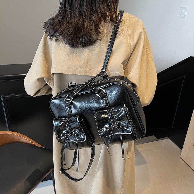 Retro high-end portable small square bag women's bag 2025 new simple commuter bag casual backpack