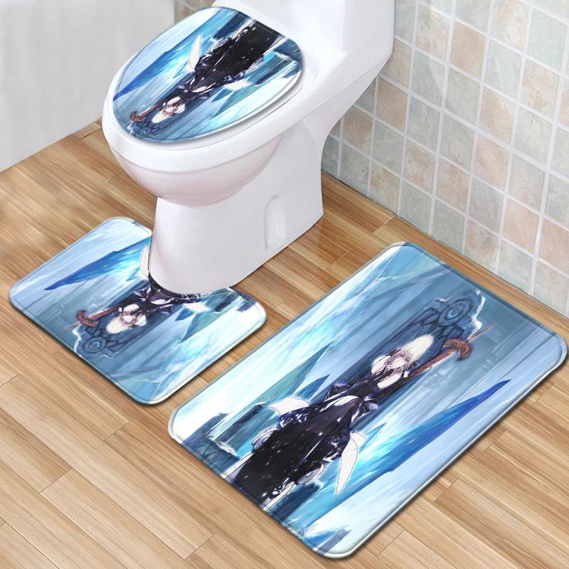 Animation Bathroom Floor Mat Three-Piece Bathroom Carpet Toilet Mat Set Door Mat Bathroom Non-Slip Mat