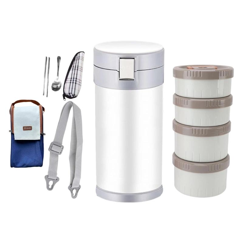 Insulated 304 Stainless Steel Food Jar 2.9L Includes Cutlery Set Practical Leak Proof Lunch Box with Carrying Bag