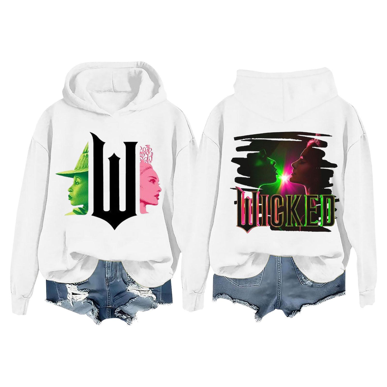 

Женская модная повседневная кофта с длинными рукавами и принтом ведьмы с капюшоном XL