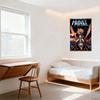 Vintage Heavy Metal Comic Art Metal Tin Sign, Blonde Warrior Woman on Dragon Creature, Post - Apocalyptic Cityscape Wall Decor f