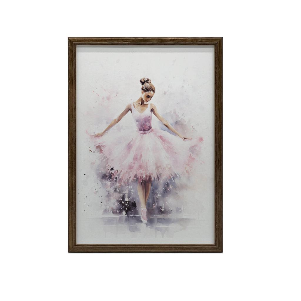 Enchanting Ballerina Dance Enchanting Ballerina Dance, 30X40 Cm, Dark Brown Wooden Frame, 230 Gsm Matte Paper