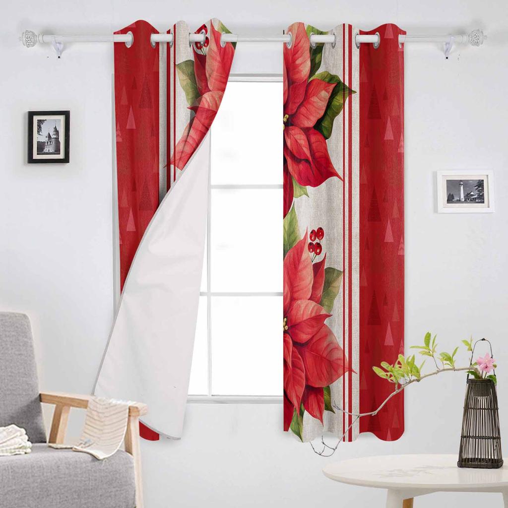 Weihnachtsbaum Blumen Verdunkelungsvorhänge für Wohnzimmer Schlafzimmer Fensterbehandlung Jalousien Vorhänge