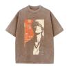Ichigo Kurosaki BLEACH Anime Outfit Unisex Locker geschnitten Kurzarm Gewaschenes Vintage Baumwoll-T-Shirt
