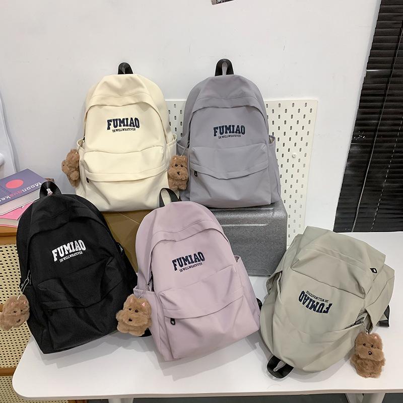 Schoolbag Hong Kong style ins tide brand backpack for men and women large capacity Japanese simple literary canvas student schoolbag trend backpack