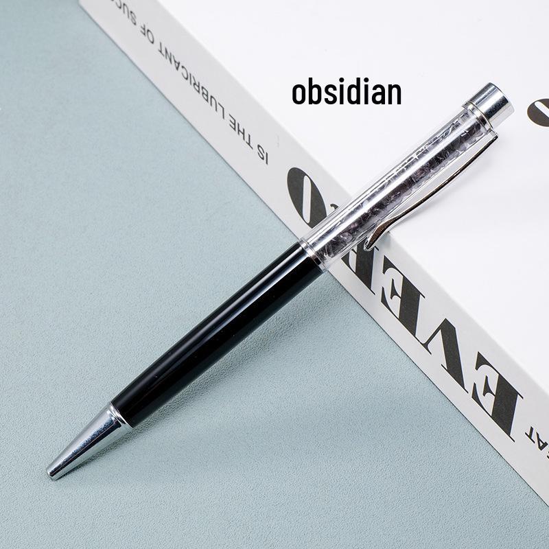 Kuličkové pero z přírodního křišťálového kamene: Energií nabité kroucené kovové pero, kancelářský dárek