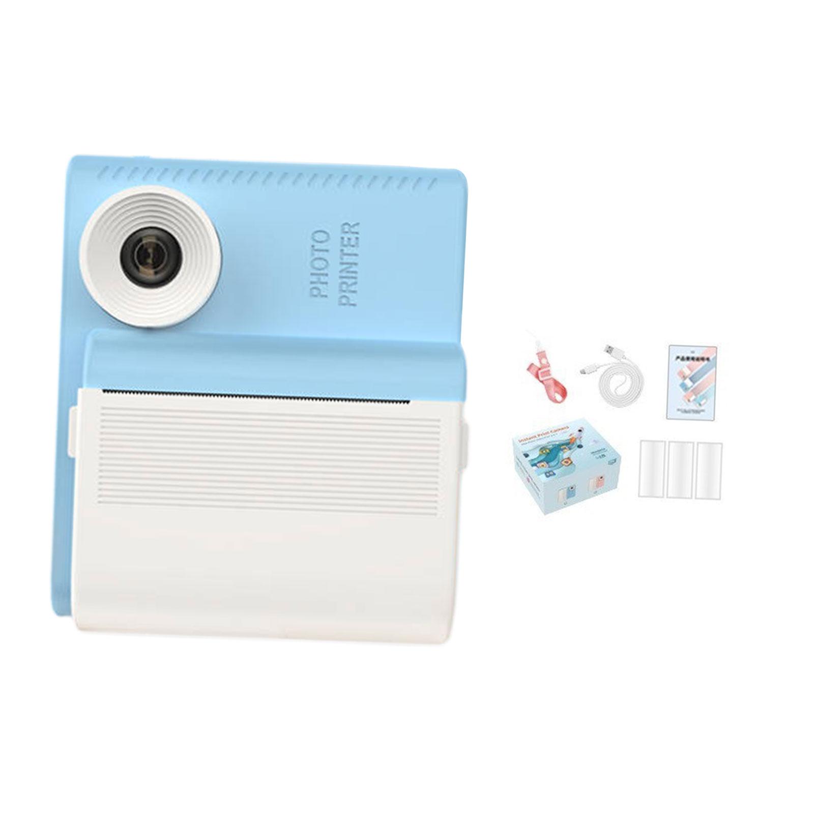 Instant Print Camera for Kids Digital Camera with Lanyard Portable with Paper Rolls Instant Camera for Teens Christmas Photo синий