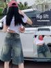 Women's 2025 Retro Washed Denim Mid-Length Loose Straight-Leg Shorts