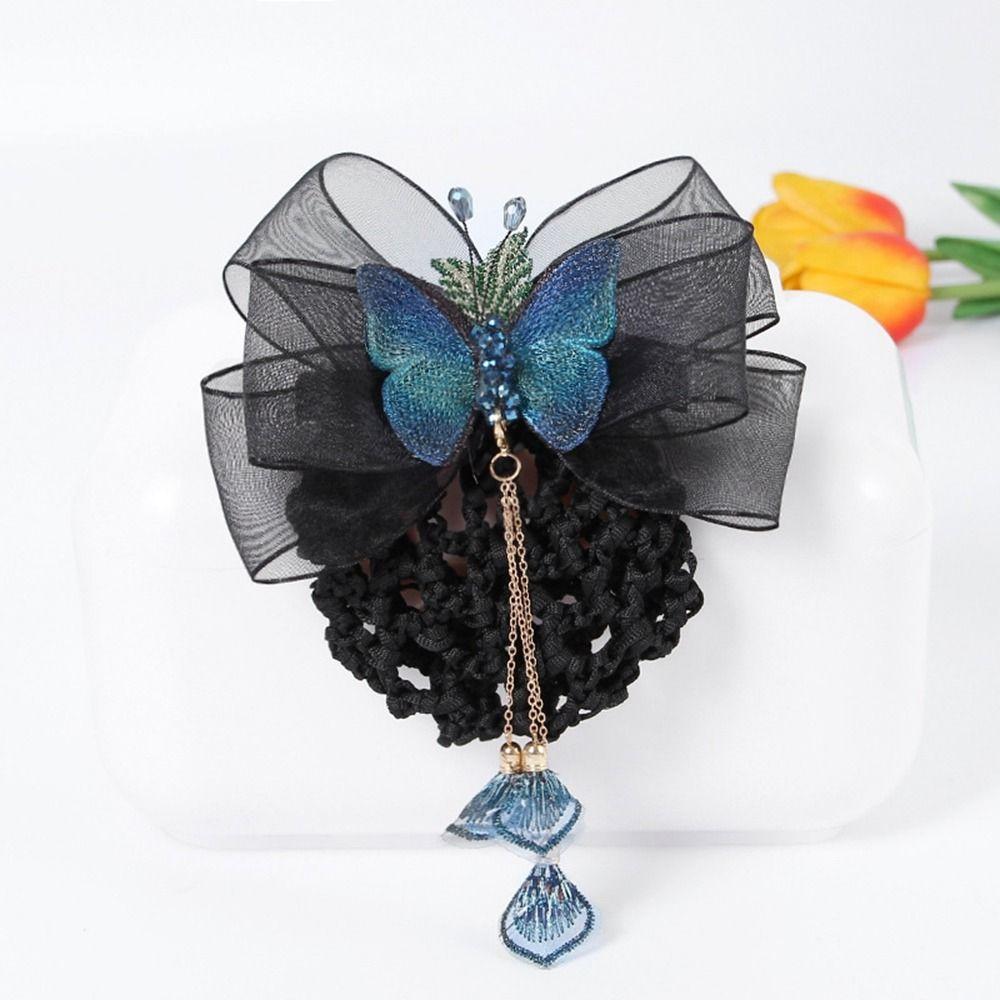 Mesh Rhinestone Women Spring Clips Korean Bun Snood Hairgrips Cover Net Professional Headdress