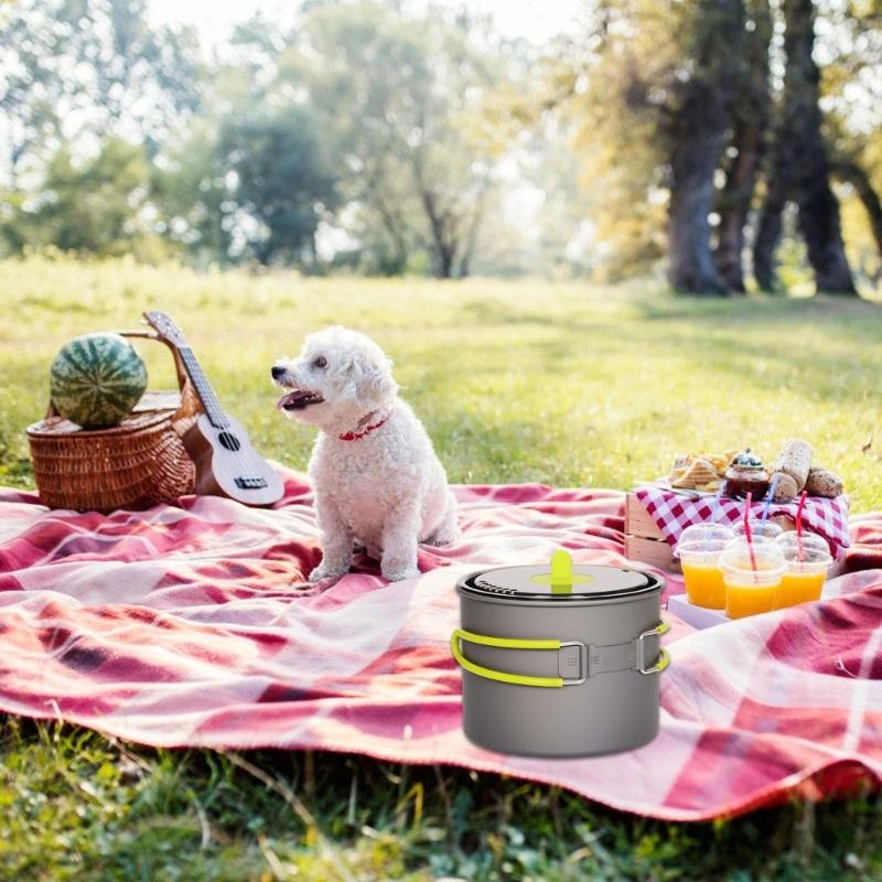 Outdoor NonStick Camping Cookware with Lid Outdoor Cooking Pots Portable Cooking Utensils for Outdoor Camping Picnic
