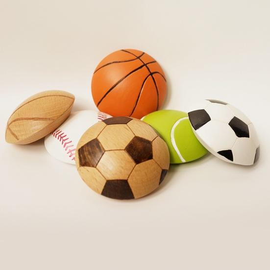 Sports Ball Magnetic Bottle Opener Wooden Beer Cap Remover with Refrigerator Magnet Football Basketball Design Unique Bar Decor Gift for Sports Fans
