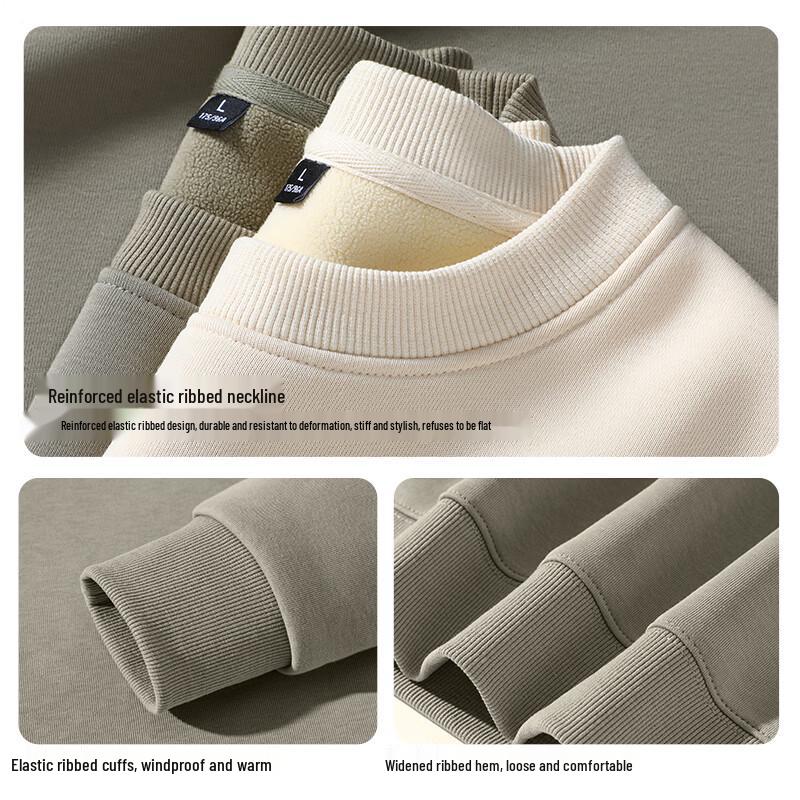 Jeanswest Men's Loose Fit Fleece-Lined Round Neck Sweatshirt