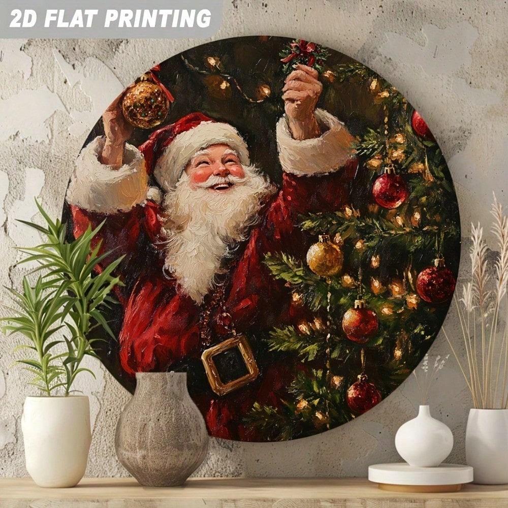 

Chicole Vintage Santa Claus Round Metal Wall Art 8x8 Inch Red Gold Christmas Decor Flat Aluminum Holiday Sign 20x20 разноцветный