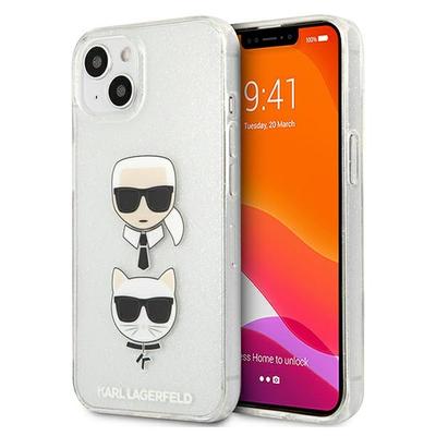 Etui Do iPhone 13 Mini Karl Lagerfeld Glitter Karl's & Choupette Srebrne