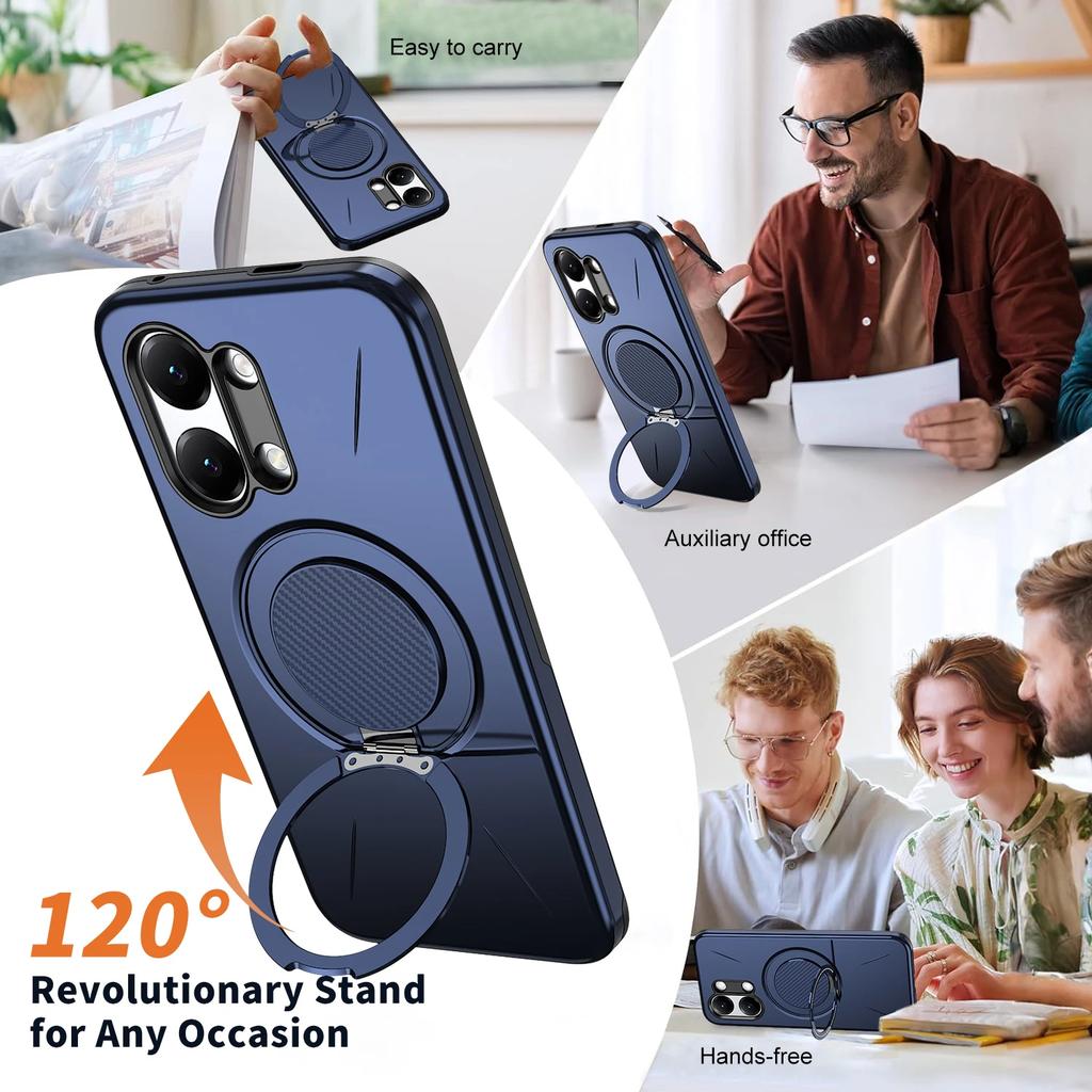360° Rotate Ring Holder for Magsafe Magnetic Bracket Phone Case for Xiaomi Poco X7 X8 Pro Max M8 Pro Armor Shockproof Cover