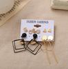 Set of 6 Pairs of Hoop Stud Earrings In Gold Square Elephants