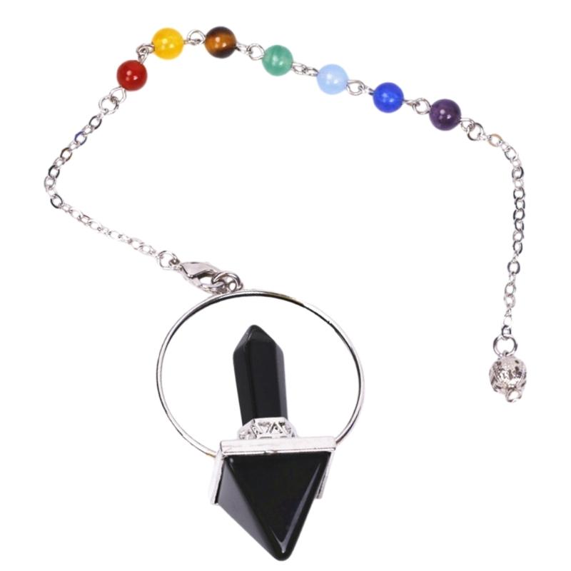 Unisex Choker Hexagon Pyramid Necklace Natural Crystal Stone Neckchain Accessory 1