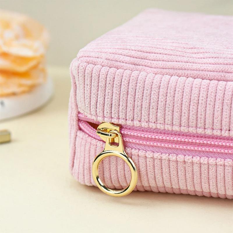Corduroy Makeup Storage Bag Korean Style Portable Small Multi-layer Makeup Bag Travel Storage Bag