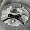 1Pc  Pet Bow Pearl Necklace Cat Collar Scarf Thin Pet Clothing Decoration Cat and Dog Wedding Ribbon Dog Necklace Garfield
