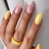 Nude Flower Almond Shaped Wearable Pink Nail Tips - Trendy Insta-Style False Nails