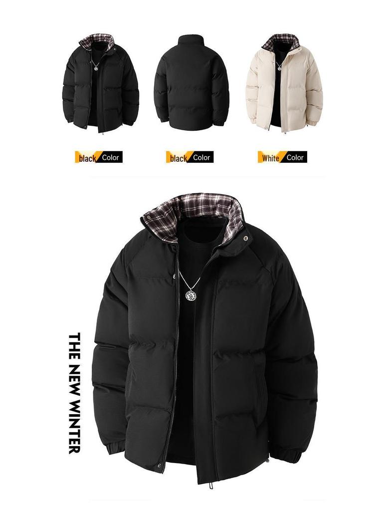 Herren Floral-Karo Knopfleistenjacke - Verdickt, Warme Baumwolle, Locker Übergröße, Hong Kong Stil Oberbekleidung für Herbst und Winter