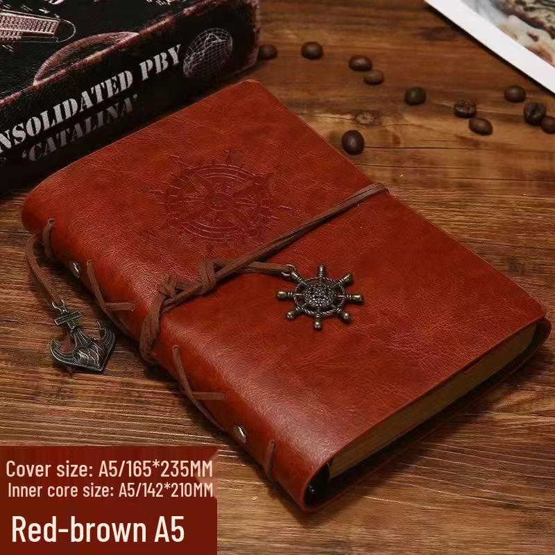Vintage Pirate-Themed Loose-Leaf Journal - Kraft Paper & Doodle Diary
