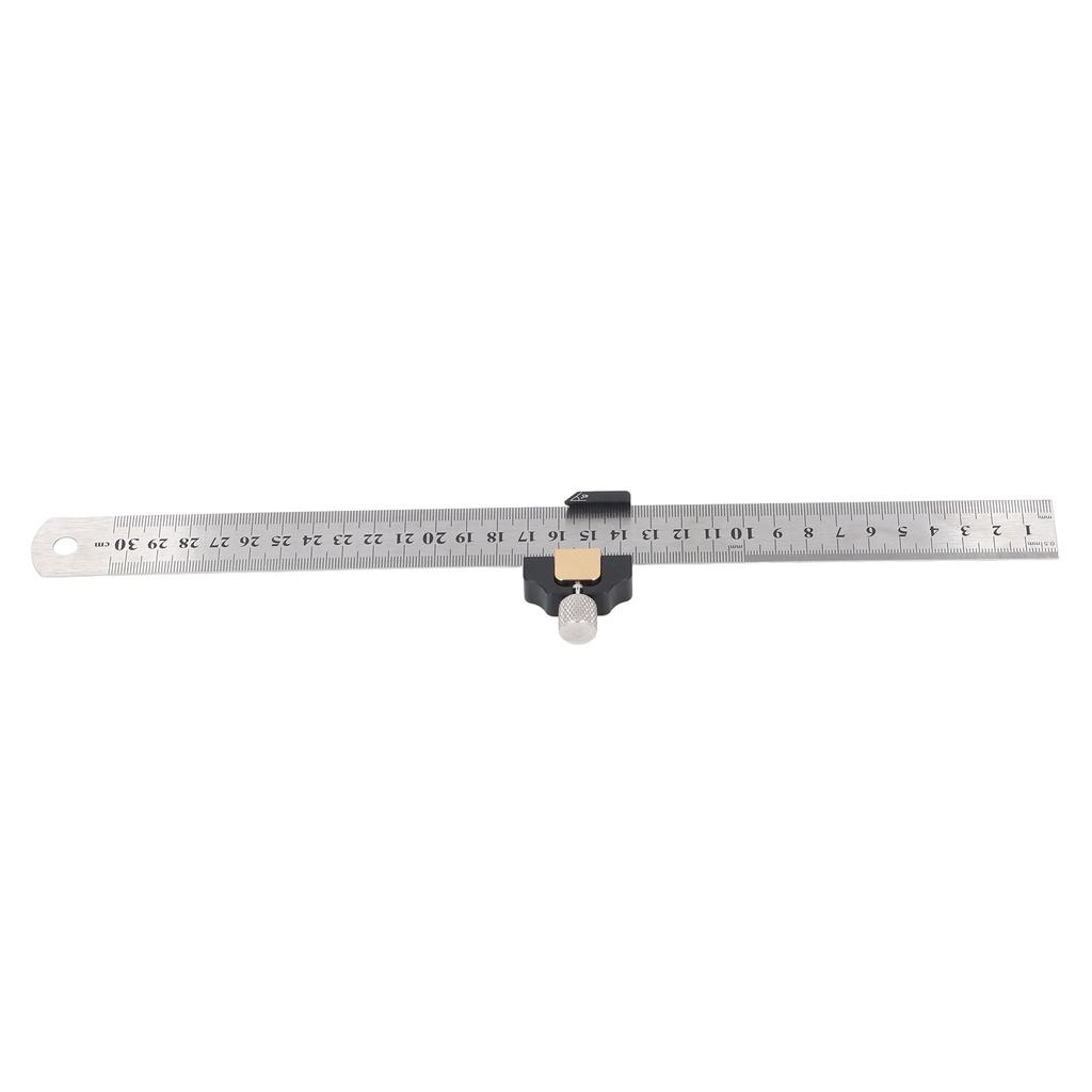 Steel Ruler 12 Inch 30cm Imperial Metric Steel Ruler with Positioning Block for Scribing Marking