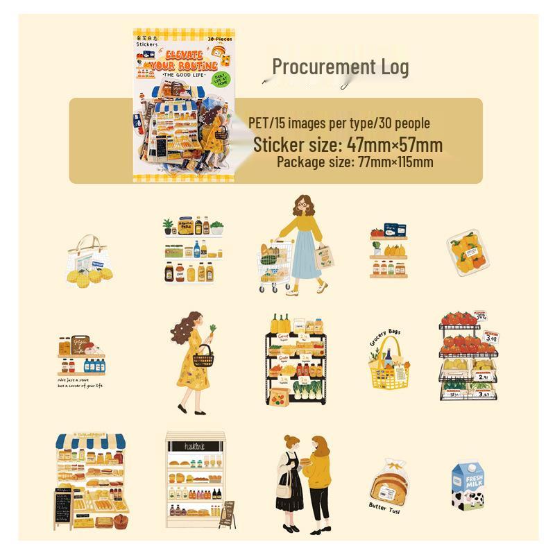 Ji Lv Yi Niao Minimalist Sticker Pack: Ins Style Decor for Phone Cases & Water Cups