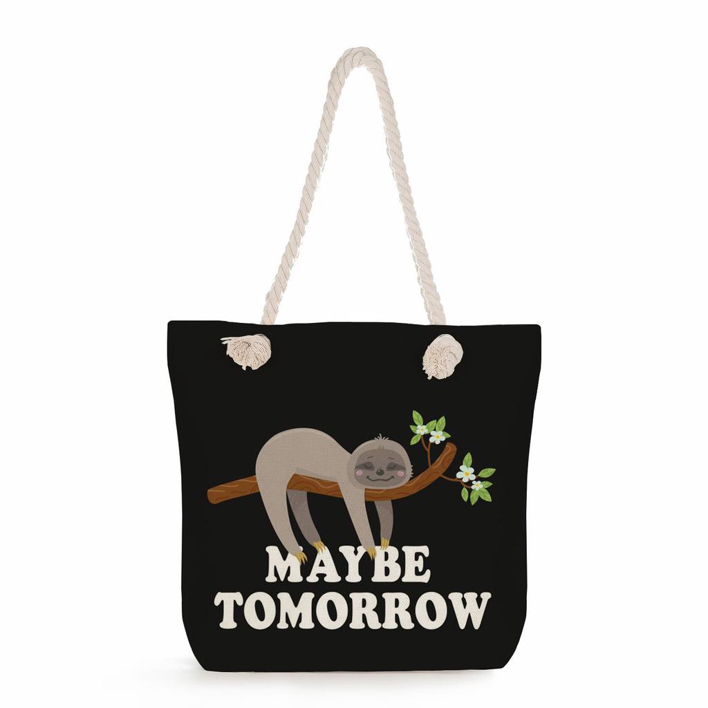 Multifunctional sloth Printed Thick Rope Shoulder Beach Bag Casual large capacity handbag 0121