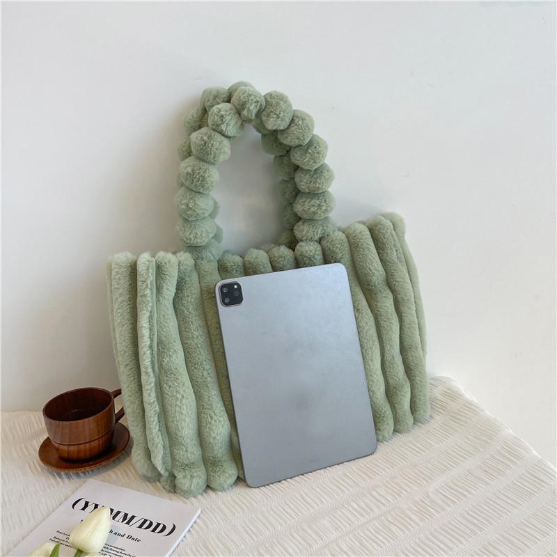 Fashion Designer Faux Fur Tote Bag for Women Handbags Autumn Winter Plush Shoulder Crossbody Bags