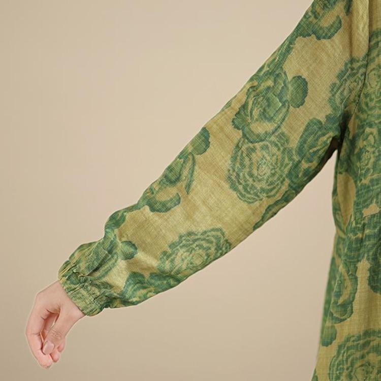 New Spring Summer Vintage Floral Print Maxi Dress Loose Oversize Long Sleeve for Women Plus Size
