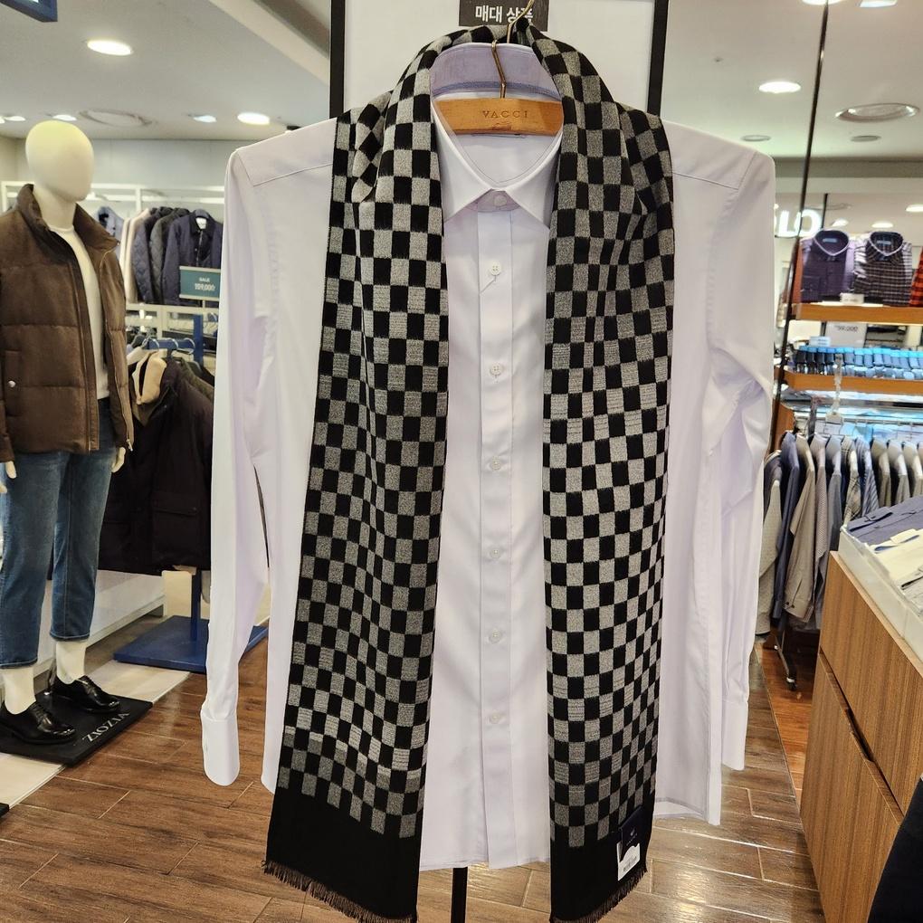 Herren Winter Rayon 80% Polyester 20% Farbe Schwarz Grau Weiß Gemischt Block Karomuster Langer Schal VM1N4BR201K