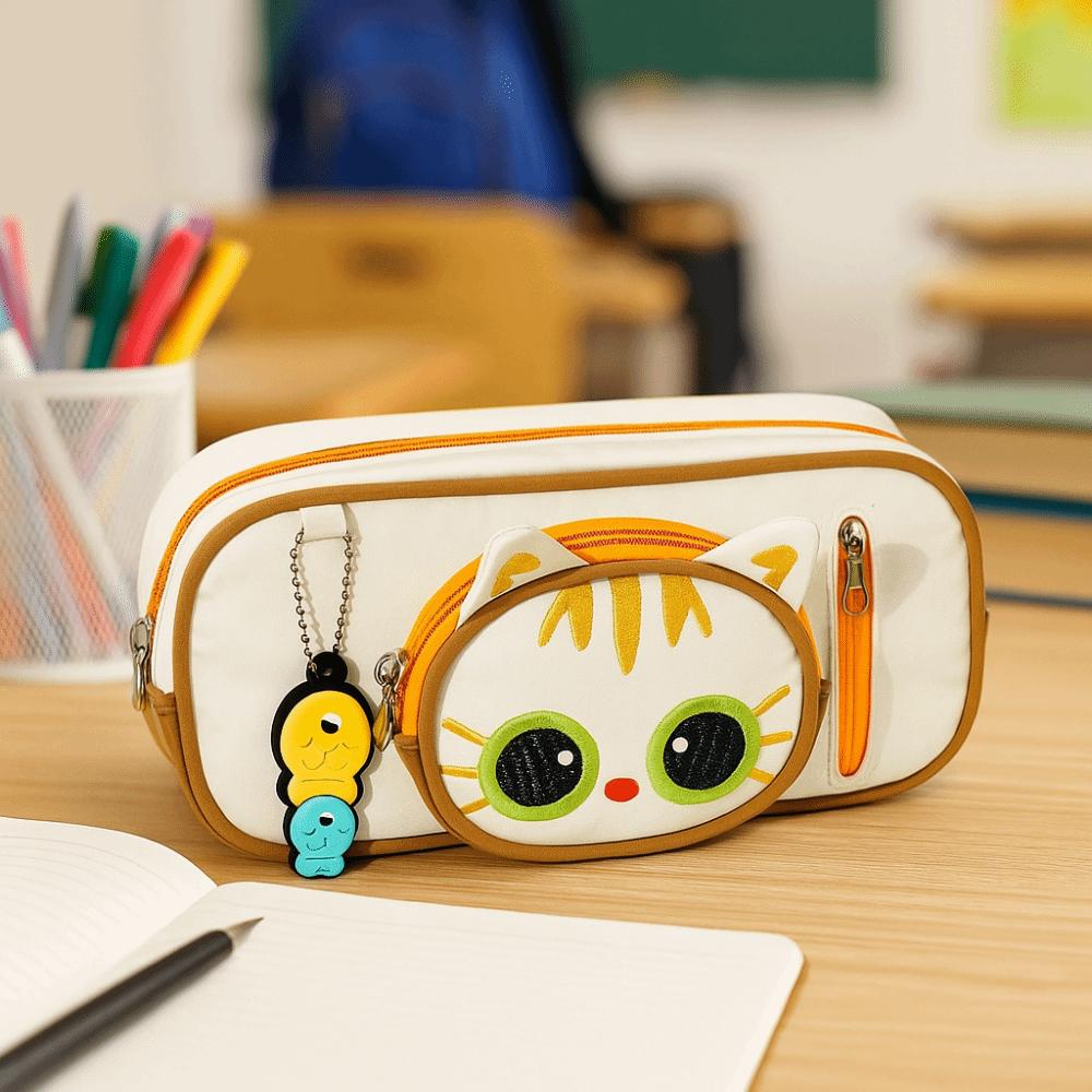 Cartoon Pencil Case Portable Pen Box Stylish Accessory 3D Cat Pen Bag  Office