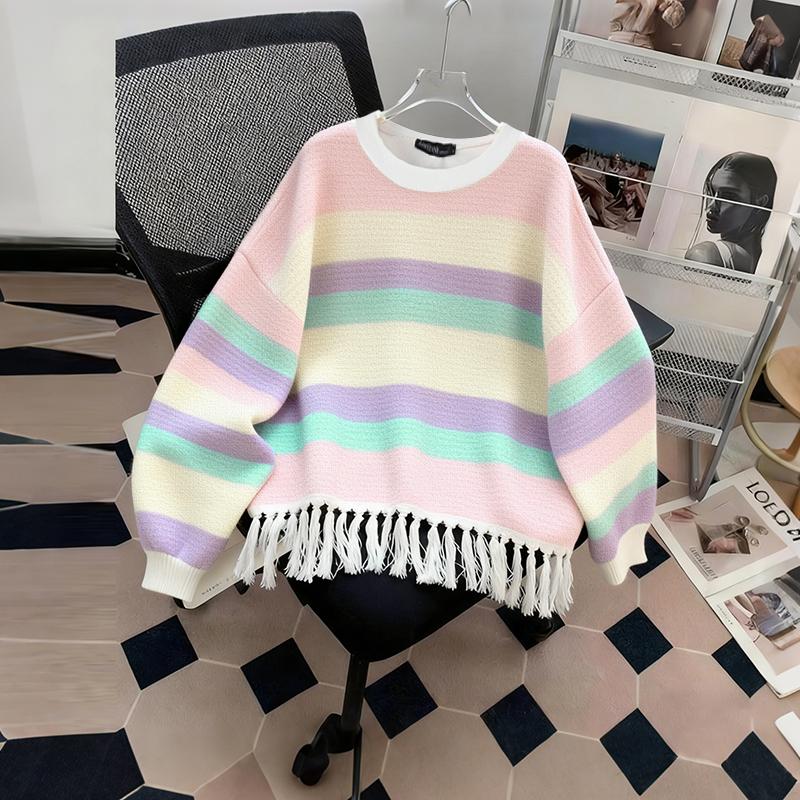 ZANZEA Women Casual Colorful Stripe Print Long Sleeve Blouse
