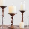 HeMu Vintage Natural Walnut Wood Candle Holder,Tall Wooden Candlestick,Decorative Candle Stand for Home,Wedding,Party & Festival