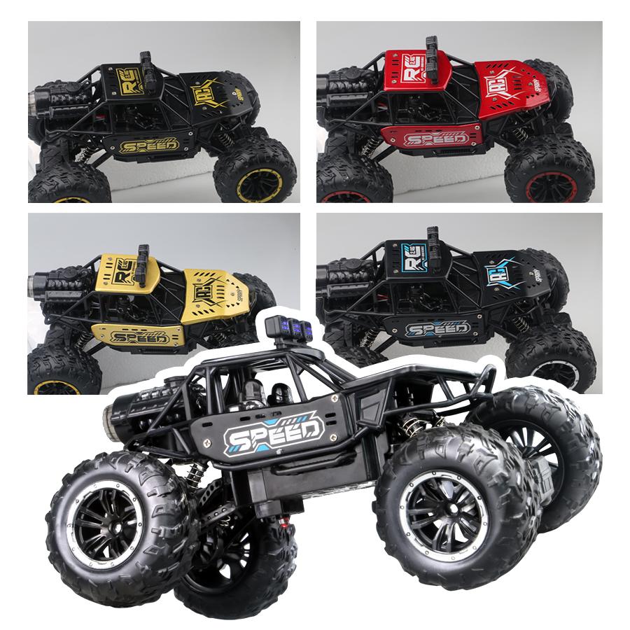 2.4g Remote Control Off-Road Alloy Car with Shock Absorbers, Climbing Fast Car with Music, Lights, and Spray, Children's Electric Rc T