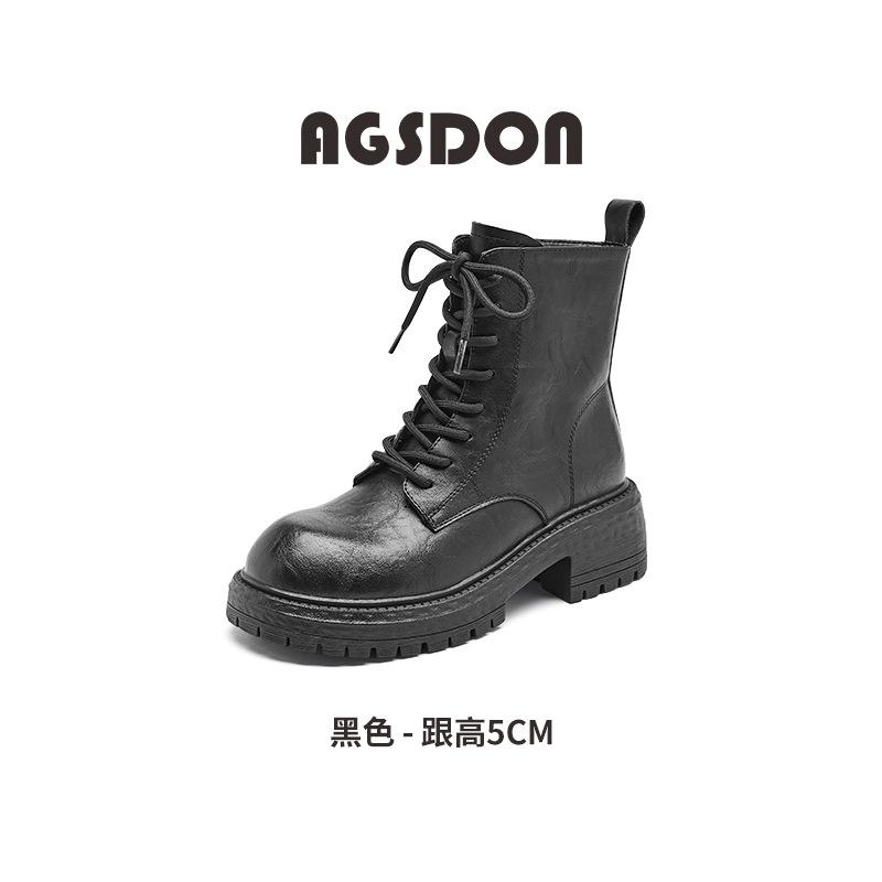 Augustine Platform Martin Boots Women's 2025 New Autumn and Winter Maillard Retro British Tooling Medium Boots