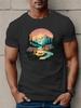 Bergkamperen Rivier Zonsondergang Grafisch T-shirt Heren Casual Ademend Korte Mouw T-shirt